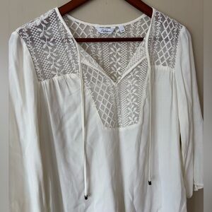 Reitmans White Lace Boho Blouse Size Small